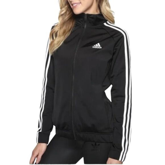 Adidas Women’s Black & White Zip Up Casual Athletic Jacket - Picture 1 of 9